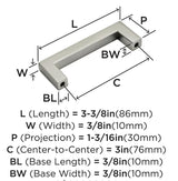 AMEROCK Monument Square Handle Pulls in Satin Nickel (+8 Sizes)