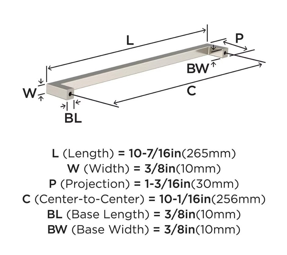 AMEROCK Monument Square Handle Pulls in Satin Nickel (+8 Sizes)