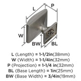 AMEROCK Candler Rectangle Cabinet Knob in Satin Nickel (+2 Sizes)