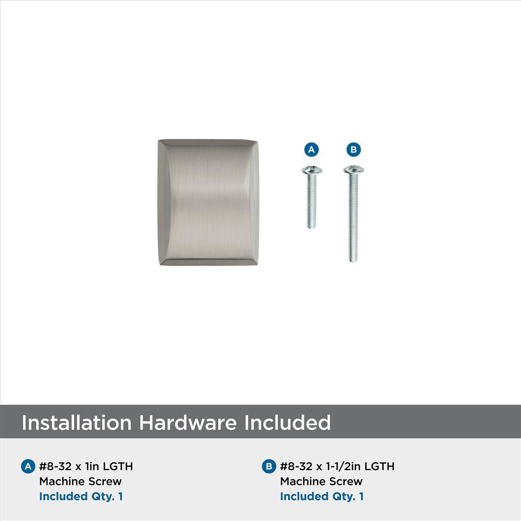 AMEROCK Candler Rectangle Cabinet Knob in Satin Nickel (+2 Sizes)