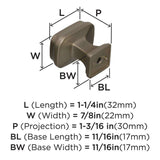 AMEROCK Revitalize 1-1/4" Length Rectangle Cabinet Knob in Golden Champagne BP55340BBZ Specs