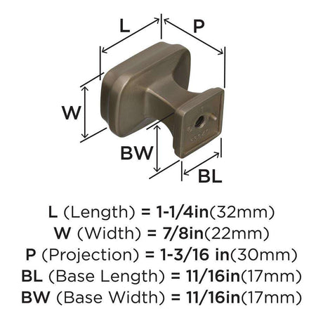 AMEROCK Revitalize 1-1/4" Length Rectangle Cabinet Knob in Golden Champagne BP55340BBZ Specs