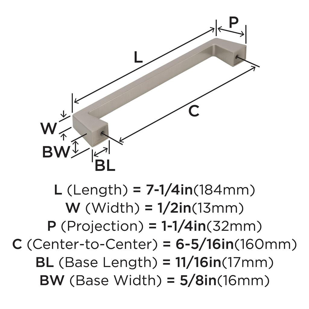 AMEROCK Blackrock Handle Pull in Satin Nickel (+7 Sizes)