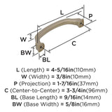 760-B AMEROCK Revitalize 3-3/4" Center to Center Handle Cabinet Pull - Golden Champagne BP55344BBZ Specs