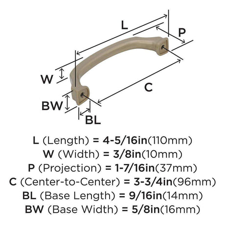 760-B AMEROCK Revitalize 3-3/4" Center to Center Handle Cabinet Pull - Golden Champagne BP55344BBZ Specs