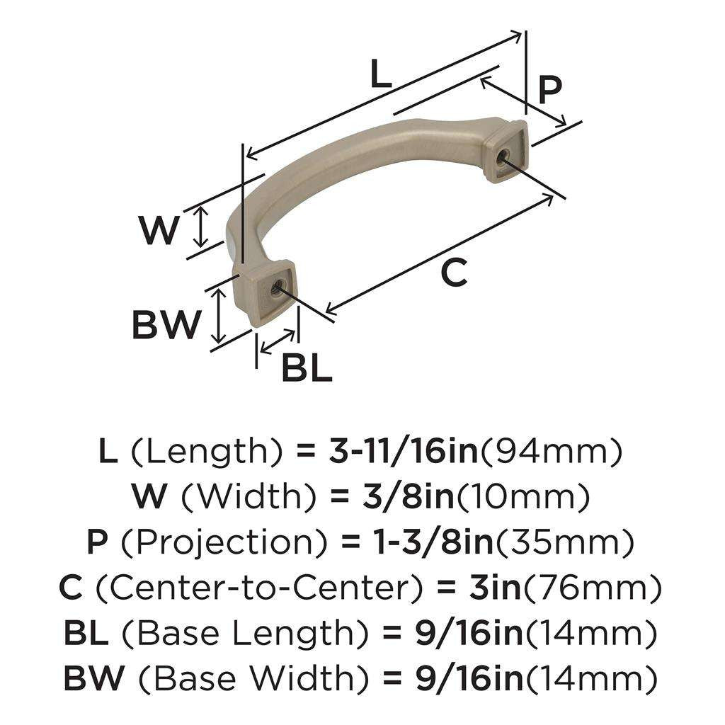 760 AMEROCK Revitalize 3" Center to Center Handle Cabinet Pull - Golden Champagne BP55343BBZ Specs