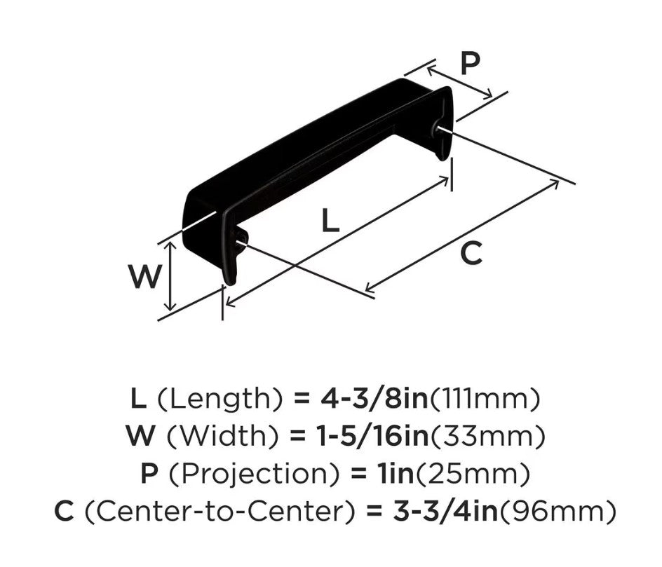 AMEROCK Kane 3-3/4" Centers Cup Pull in Black Bronze