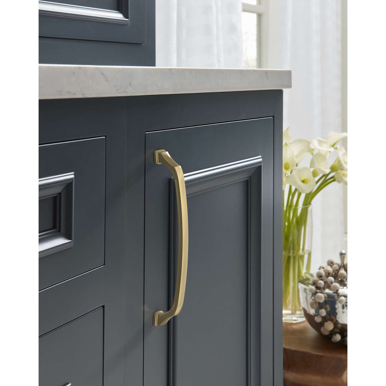 761-C AMEROCK Revitalize 8" Center to Center Handle Cabinet Pull - Golden Champagne BP55351BBZ on Cabinet