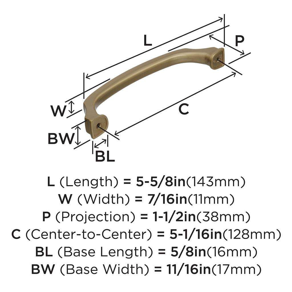 761 AMEROCK Revitalize 5-1/16" Center to Center Handle Cabinet Pull - Golden Champagne BP55346BBZ Specs