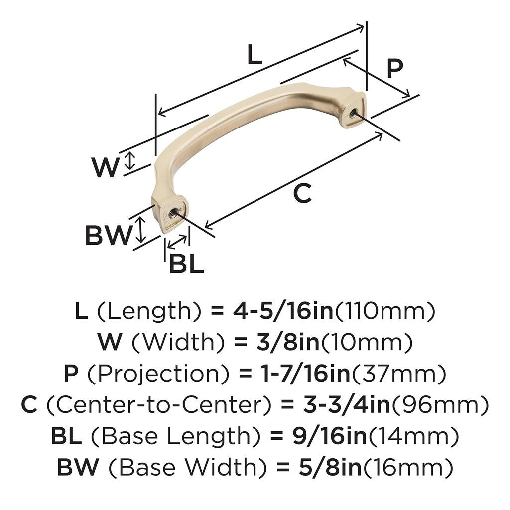 764-B AMEROCK Revitalize 3-3/4" Center to Center Handle Cabinet Pull - Champagne Bronze BP55344CZ Specs