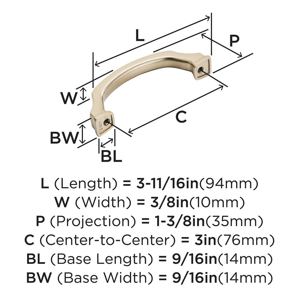 764 AMEROCK Revitalize 3" Center to Center Handle Cabinet Pull - Champagne Bronze BP55343CZ Specs