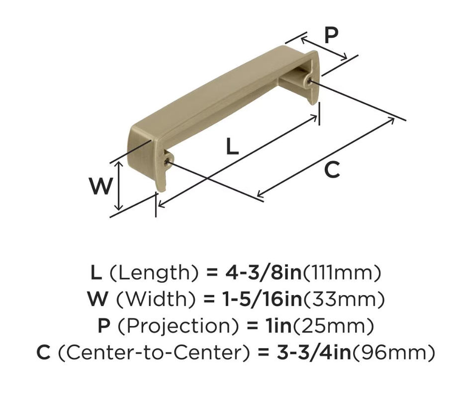 AMEROCK Kane 3-3/4" Centers Cup Pull in Golden Champagne