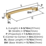 768-C AMEROCK Revitalize 8" Center to Center Handle Cabinet Pull - Champagne Bronze BP55351CZ Specs