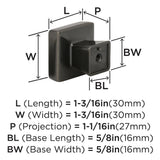 AMEROCK Blackrock Square Cabinet Knob in Gunmetal (+2 Sizes)