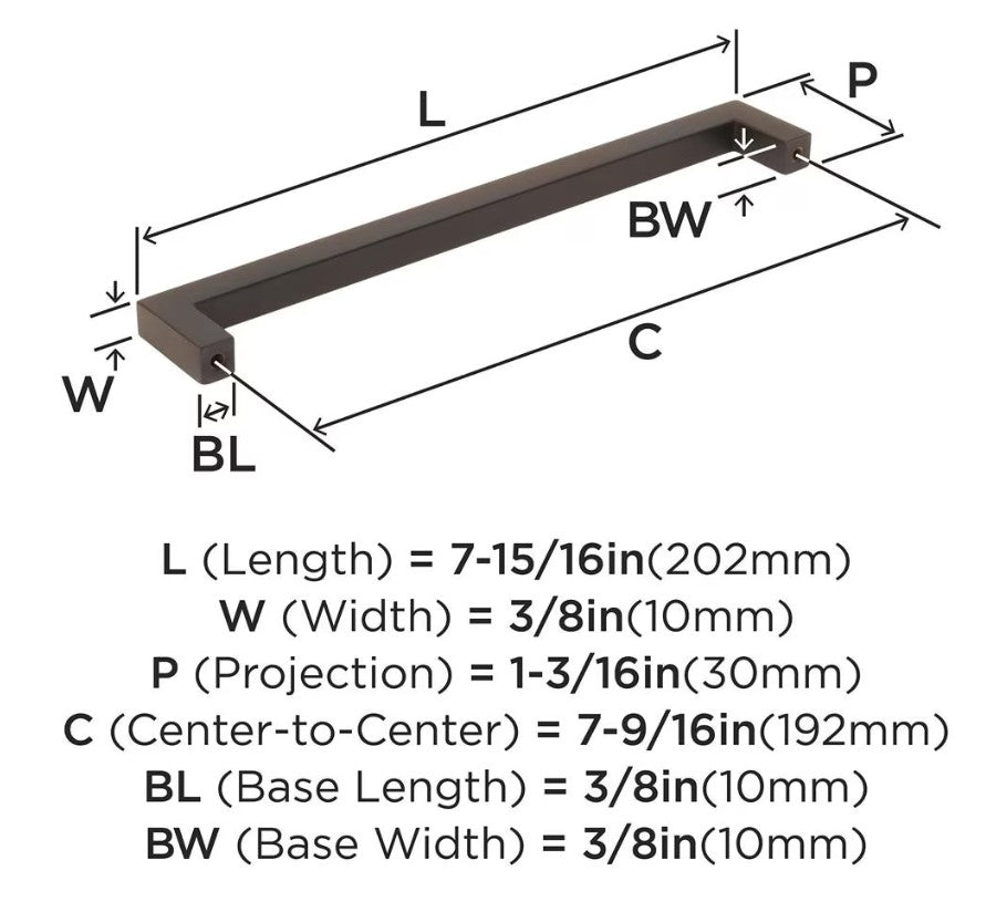 AMEROCK Monument Square Handle Pulls in Oil Rubbed Bronze (+8 Sizes)