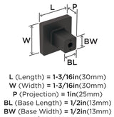 AMEROCK Monument 1-3/16" Length Square Cabinet Knob in Oil Rubbed Bronze