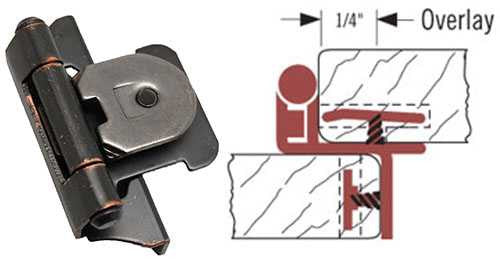 AMEROCK Steel Double Demountable 1/4" Overlay Cabinet Hinge - Oil Rubbed Bronze 8701-ORB Dimensions