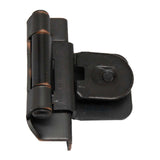Closed Top View of an Oil Rubbed Bronze Double Demountable 3/8" Inset Partial Wrap Cabinet Hinge from Amerock CMR8700-ORB