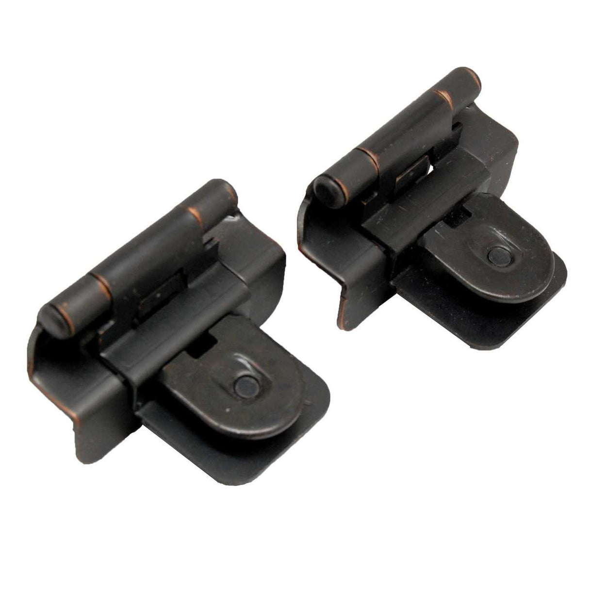Pair of an Oil Rubbed Bronze Double Demountable 3/8" Inset Partial Wrap Cabinet Hinge from Amerock CMR8700-ORB