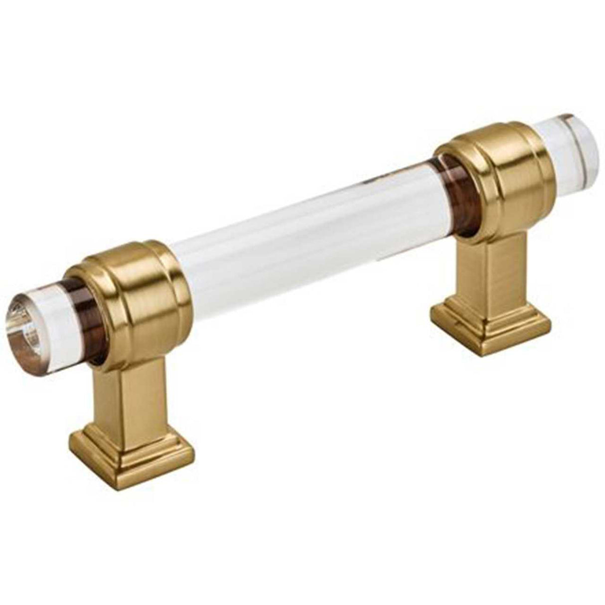 Main View of a Clear Glass and Champagne Bronze 3" Hole Centers Handle Cabinet Pull from Amerock's Glacio Collection BP36659CCZ