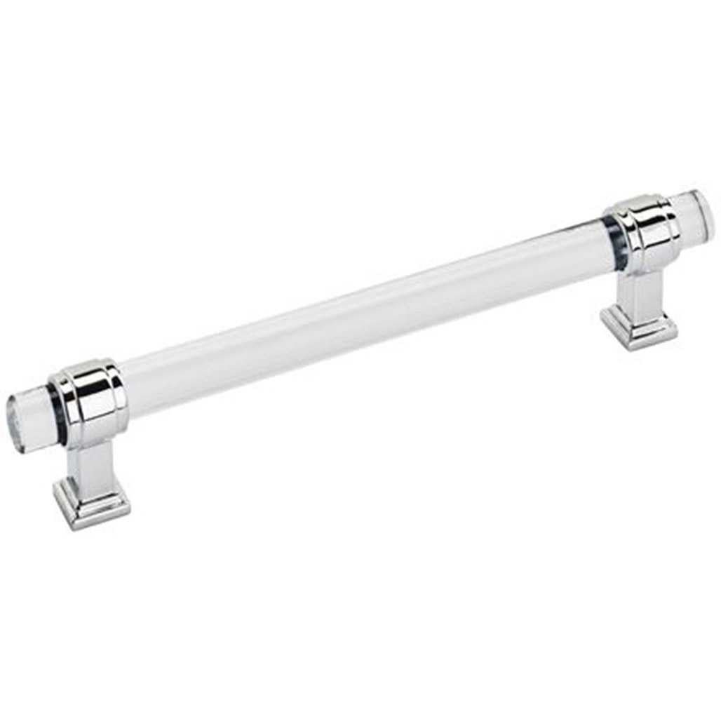 Main View of a Clear Glass and Polished Chrome 6-5/16" Hole Centers Handle Cabinet Pull from Amerock's Glacio Collection BP36656-C26