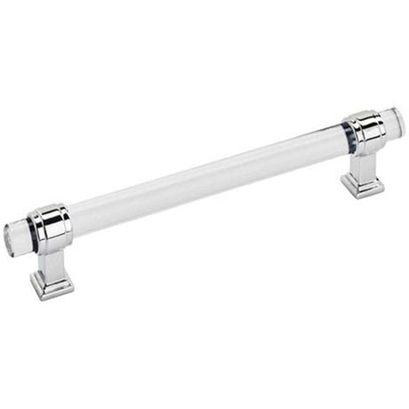 Main View of a Clear Glass and Polished Chrome 6-5/16" Hole Centers Handle Cabinet Pull from Amerock's Glacio Collection BP36656-C26