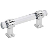 Main View of a Clear Glass and Polished Chrome 3" Hole Centers Handle Cabinet Pull from Amerock's Glacio Collection BP36659-C26