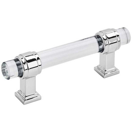 Main View of a Clear Glass and Polished Chrome 3" Hole Centers Handle Cabinet Pull from Amerock's Glacio Collection BP36659-C26