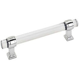 Main View of a Clear Glass and Polished Chrome 5-1/16" Hole Centers Handle Cabinet Pull from Amerock's Glacio Collection BP36655-C26