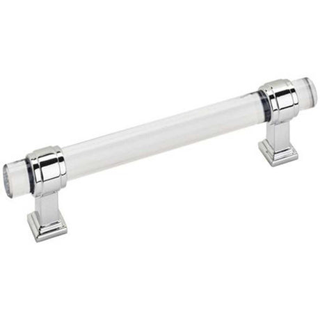 Main View of a Clear Glass and Polished Chrome 5-1/16" Hole Centers Handle Cabinet Pull from Amerock's Glacio Collection BP36655-C26