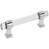 Main View of a Clear Glass and Polished Chrome 3-3/4" Hole Centers Handle Cabinet Pull from Amerock's Glacio Collection BP36654-C26