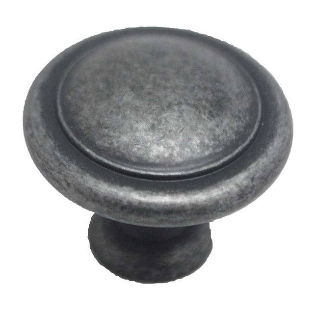 Main View of a Weathered Nickel Round Cabinet Knob from Amerock's Reflections Collection BP1387-WI