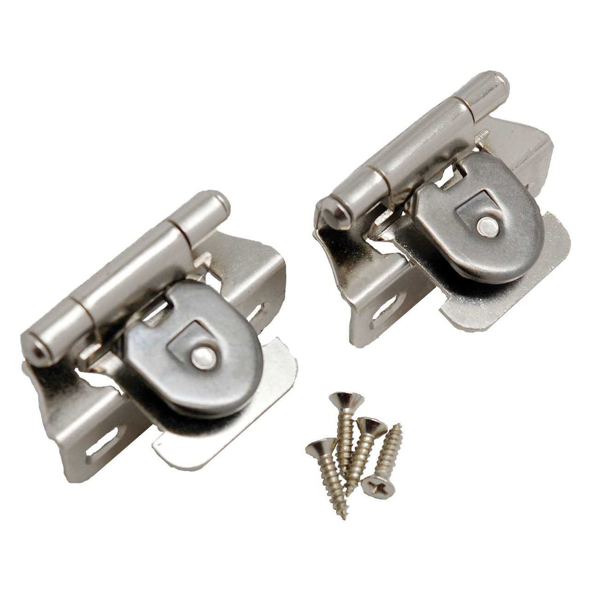 Sterling Nickel Single Demountable 1/4" Overlay Partial Wrap Cabinet Hinge from Amerock Part Number CMR8715-14