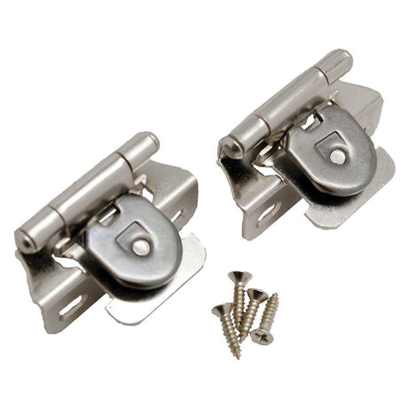 Sterling Nickel Single Demountable 1/4" Overlay Partial Wrap Cabinet Hinge from Amerock Part Number CMR8715-14