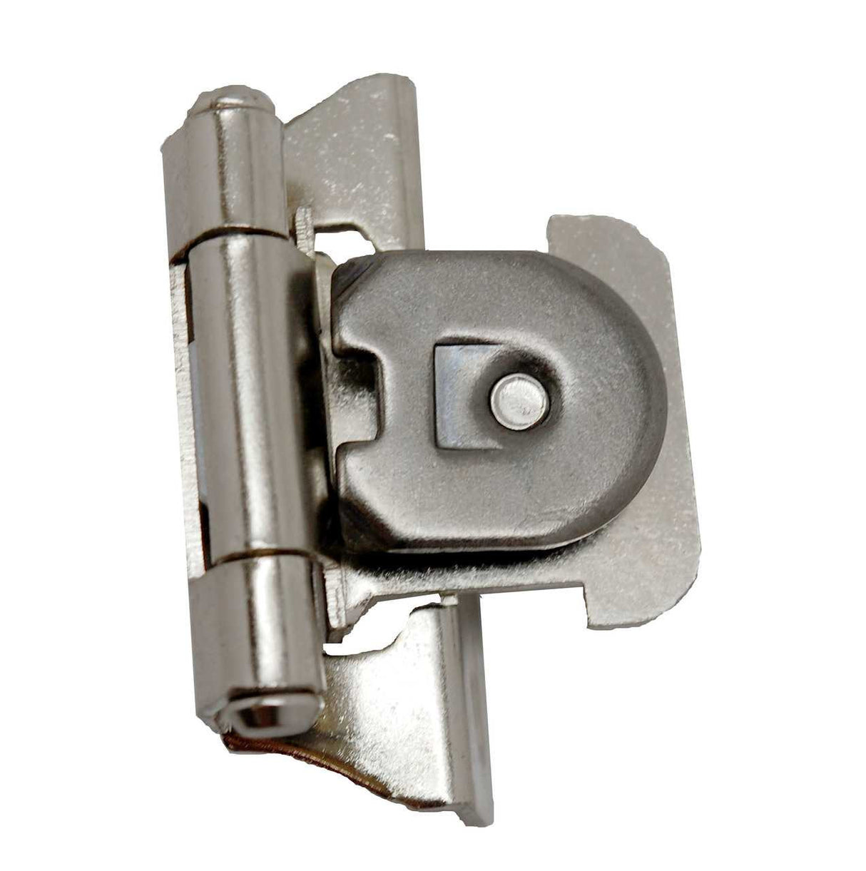 Sterling Nickel Single Demountable 1/4" Overlay Partial Wrap Cabinet Hinge from Amerock Part Number CMR8715-14