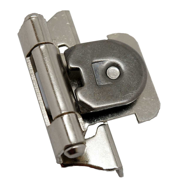 Sterling Nickel Single Demountable 1/4" Overlay Partial Wrap Cabinet Hinge from Amerock Part Number CMR8715-14