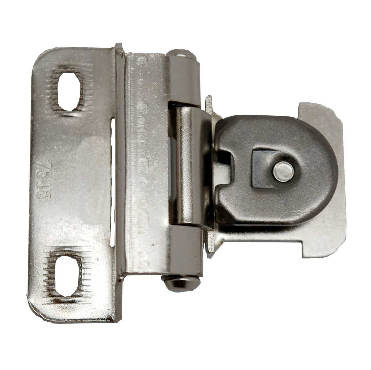 Sterling Nickel Single Demountable 1/4" Overlay Partial Wrap Cabinet Hinge from Amerock Part Number CMR8715-14
