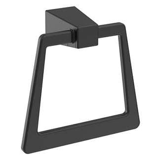 Main View of a Matte Black Hanging Towel Ring from Amerock's Blackrock Collection BH36002MB