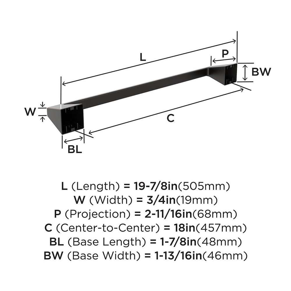 Amerock Blackrock Towel Bar in Oil Rubbed Bronze 18" BH36003ORB Specs