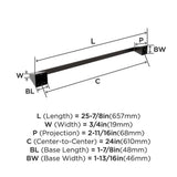 Amerock Blackrock Towel Bar in Oil Rubbed Bronze 24" BH36004ORB Specs
