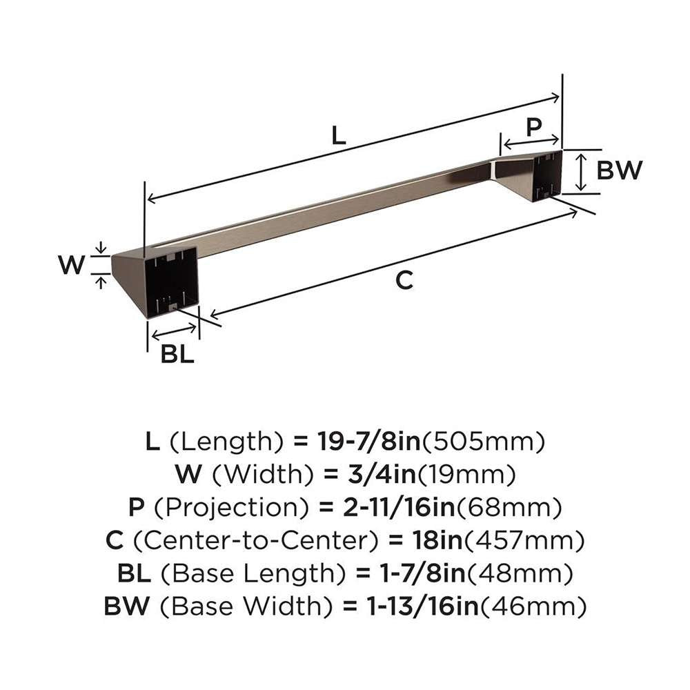 Amerock Blackrock Towel Bar in Brushed Nickel 18" BH36003G10 Specs