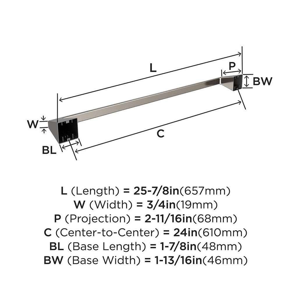 Amerock Blackrock Towel Bar in Brushed Nickel 24" BH36004G10 Specs