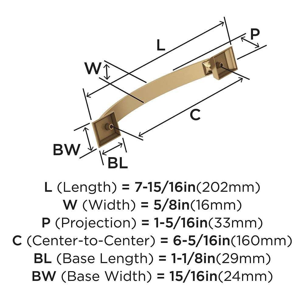 Amerock Candler Handle Cabinet Pull in Champagne Bronze 160mm BP29364CZ Specs
