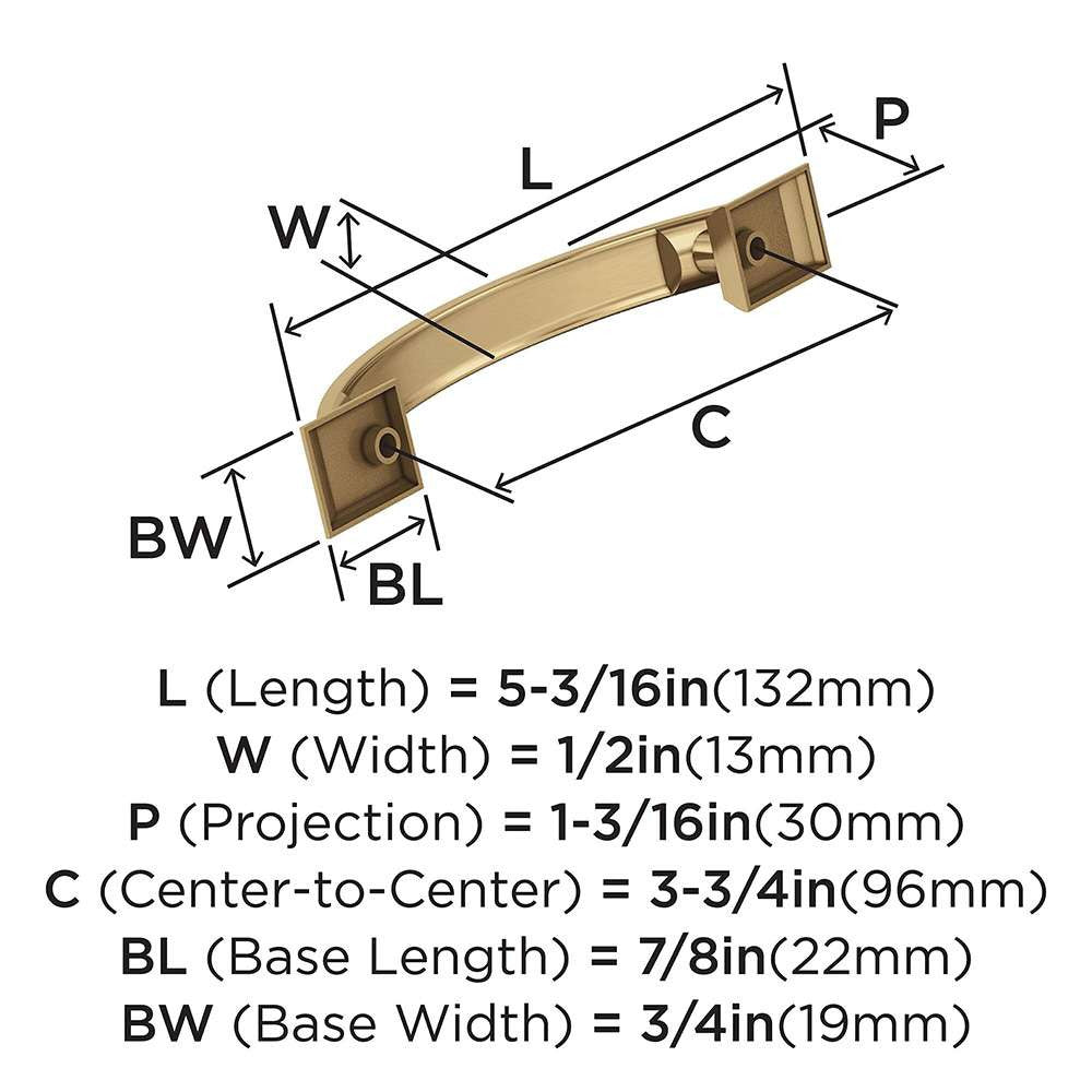 Amerock Candler Handle Cabinet Pull in Champagne Bronze 96mm BP29355CZ Specs