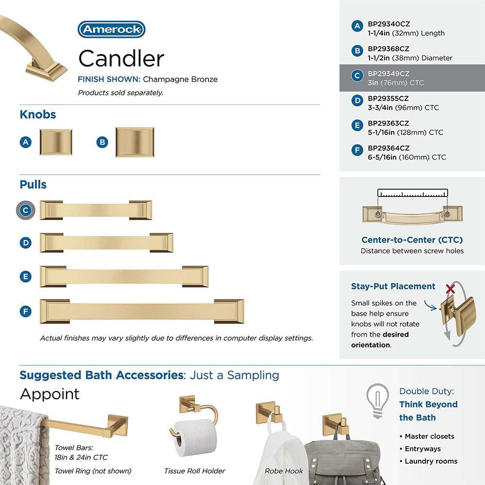 Amerock Candler Handle Cabinet Pull in Champagne Bronze Collection