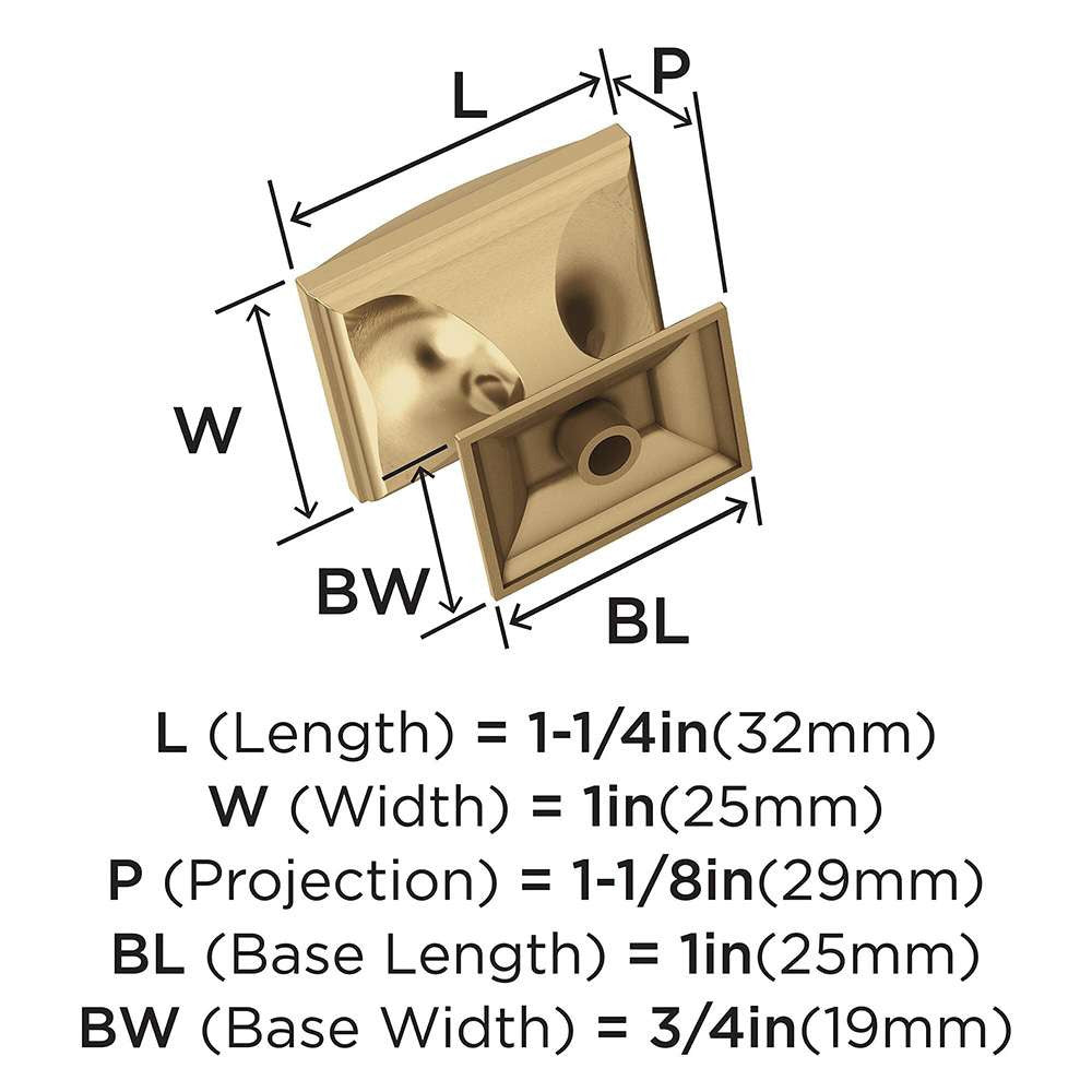 Amerock Candler Rectangle Cabinet Knob in Champagne Bronze BP29340CZ Specs