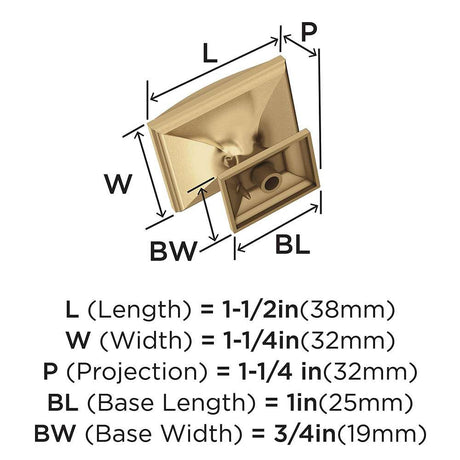 Amerock Candler Rectangle Cabinet Knob in Champagne Bronze BP29368CZ Specs