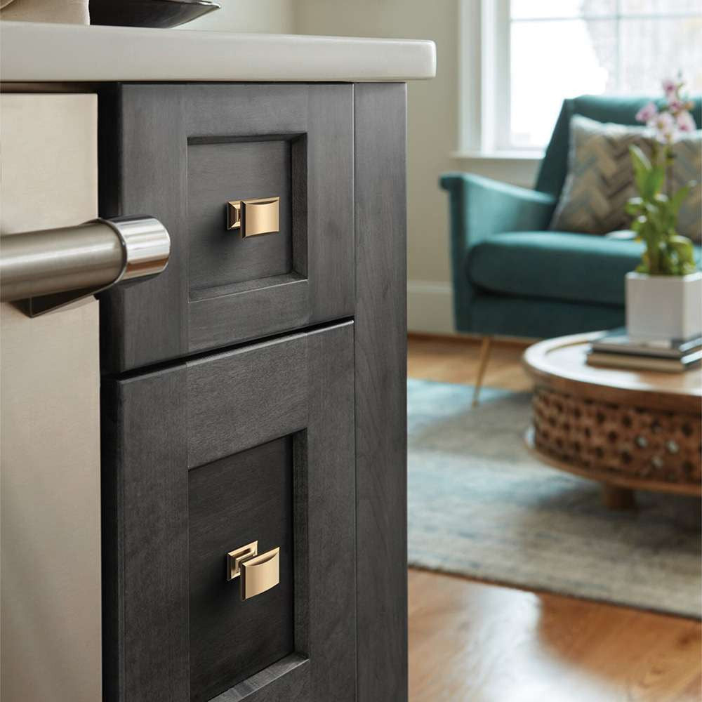 Amerock Candler Rectangle Cabinet Knob in Champagne Bronze Display