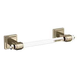 Main View of a Golden Champagne and Clear 8" Bathroom Towel Bar from Amerock Glacio Collection BH36065CBBZ