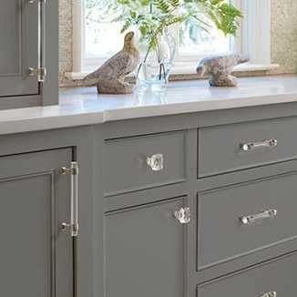 Amerock Glacio Gunmetal Cabinet Hardware in Dark Gray Kitchen